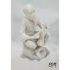 Lenwile Ardalt Japan Verithin Fine China Man Carving Doll Vintage Figurine 6x3